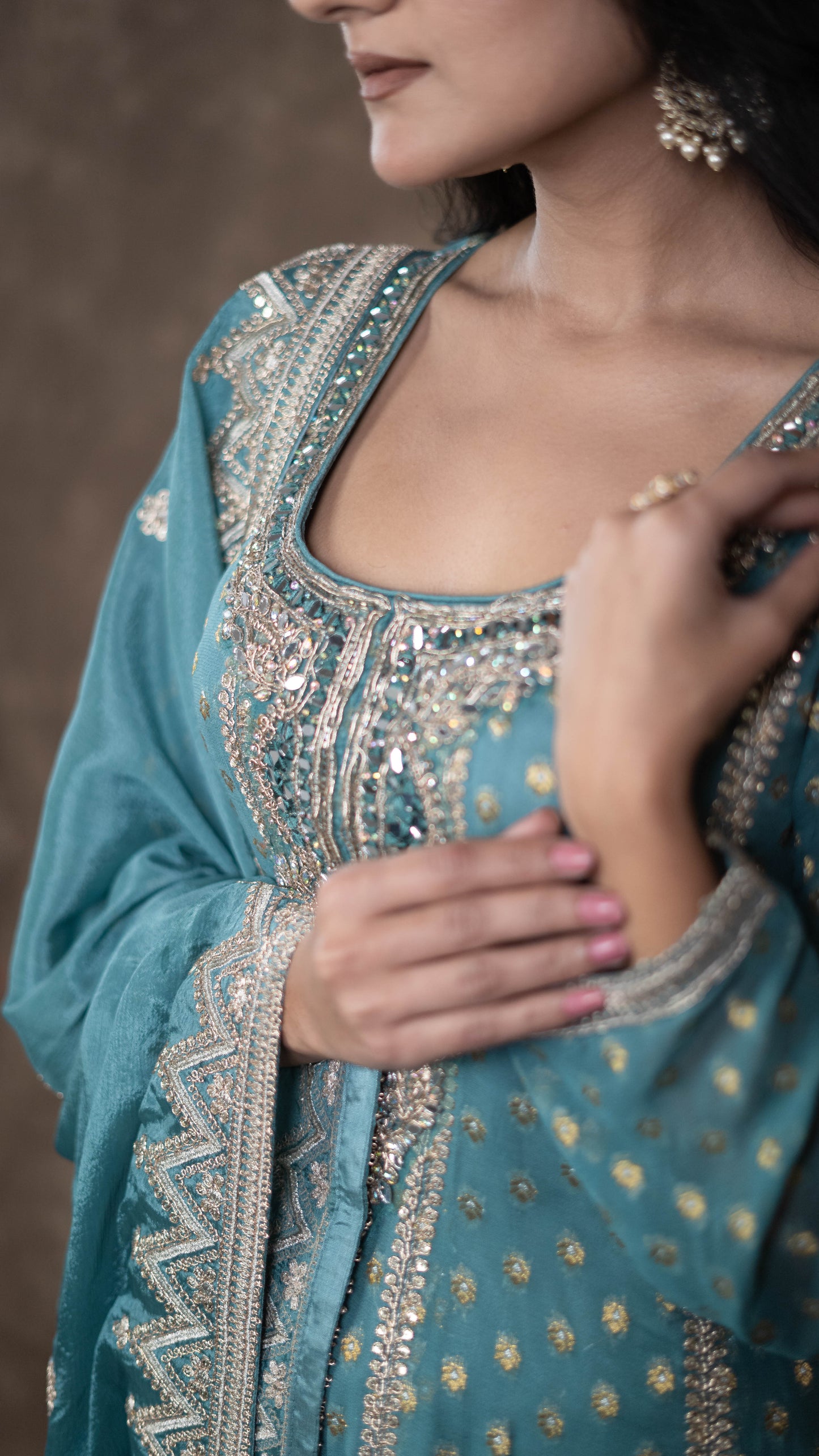 Blue Banarasi Georgette Sharara Suit Set