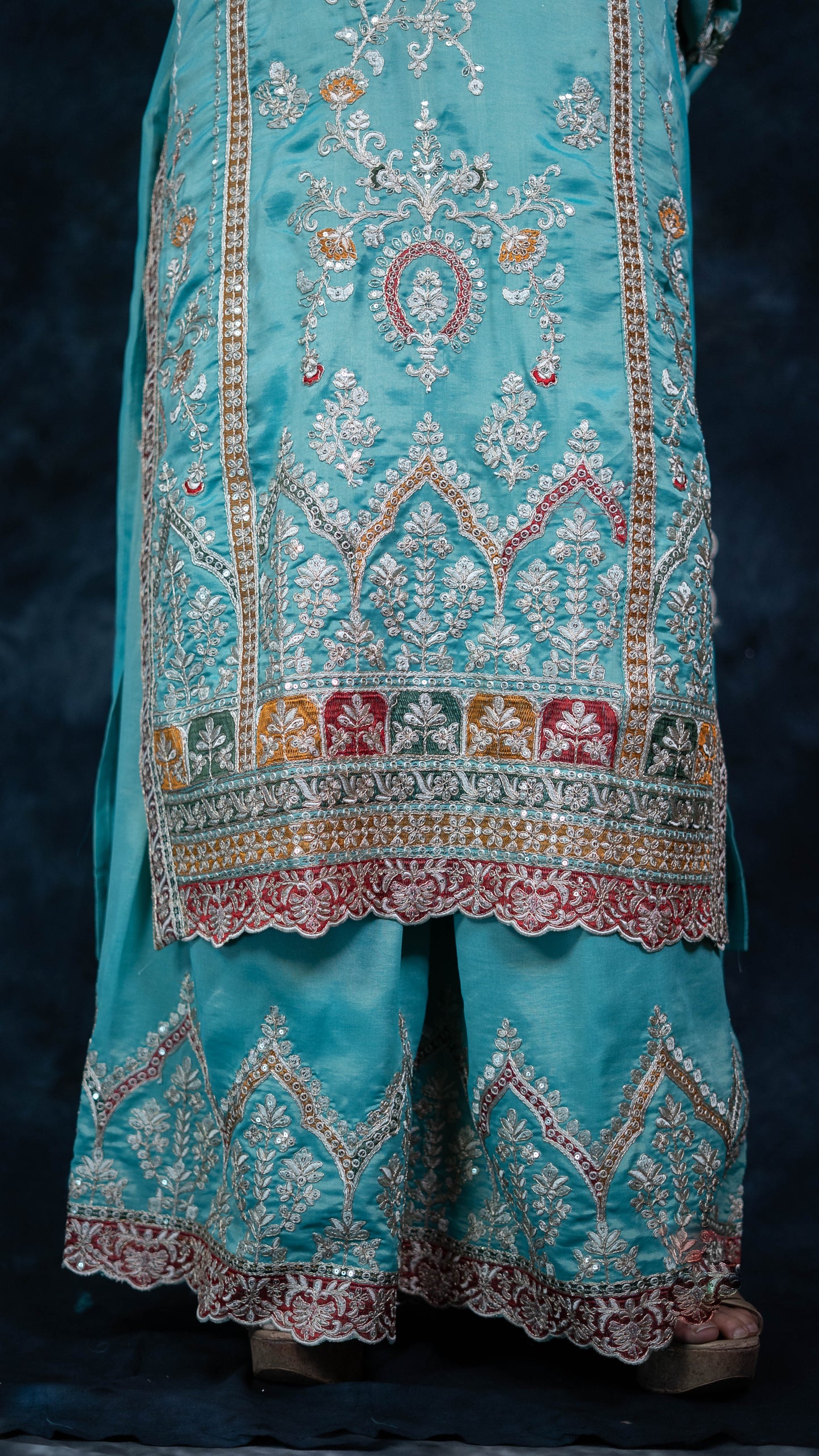 Sea Blue Simar Silk Suit Set