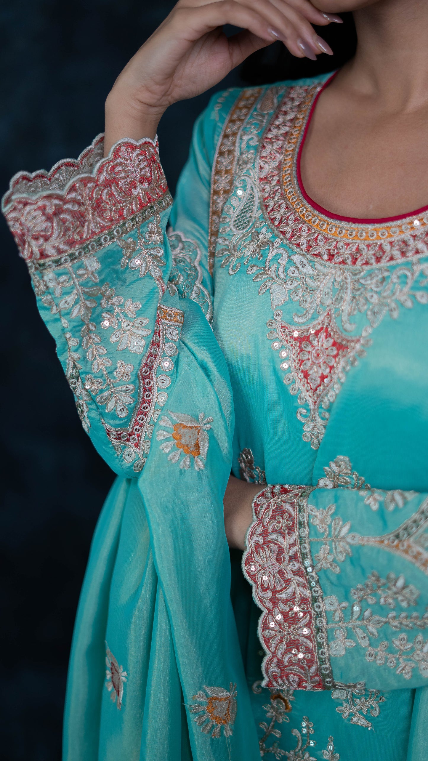 Sea Blue Simar Silk Suit Set