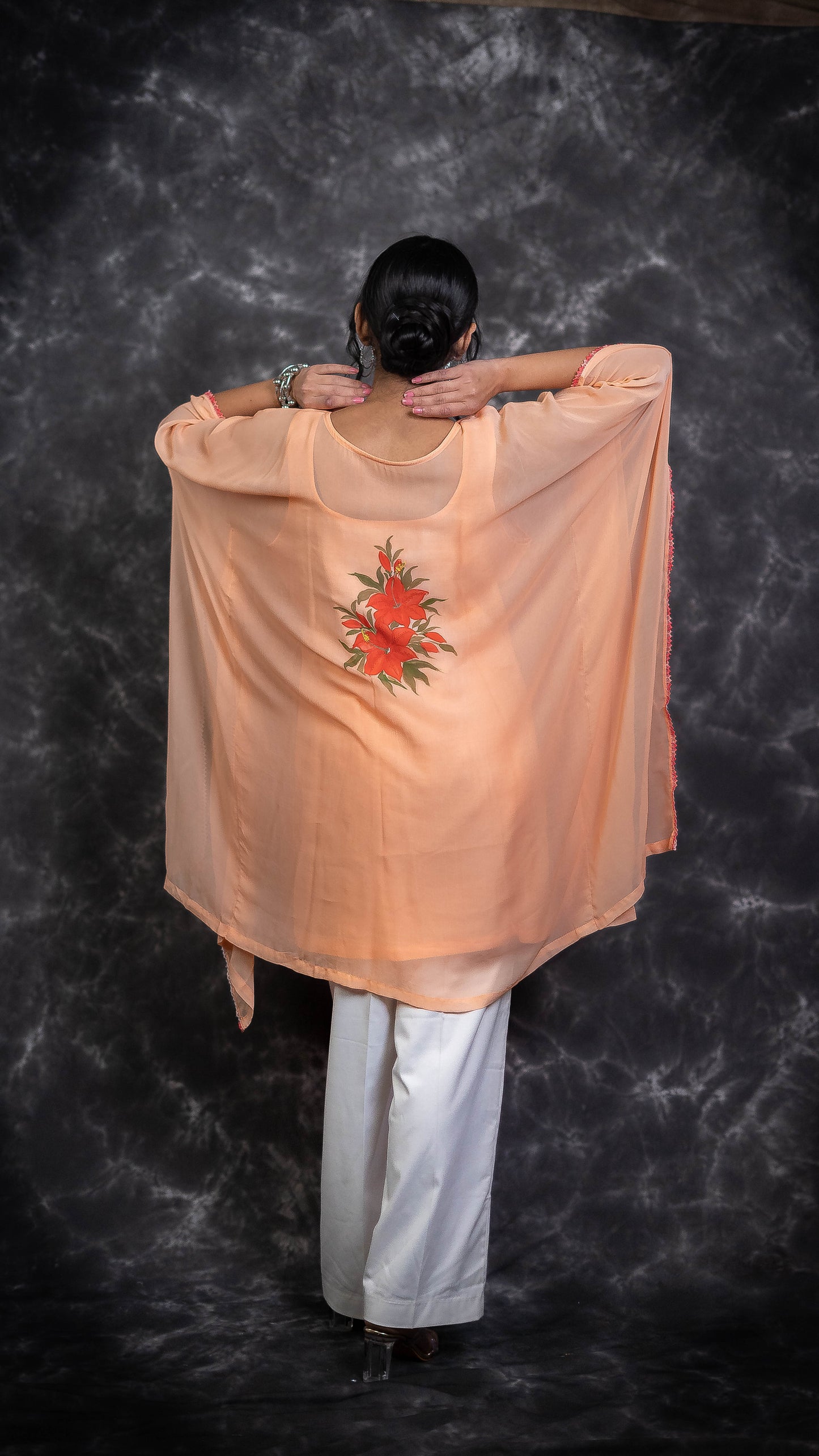 Peach Hand Painted Kaftan