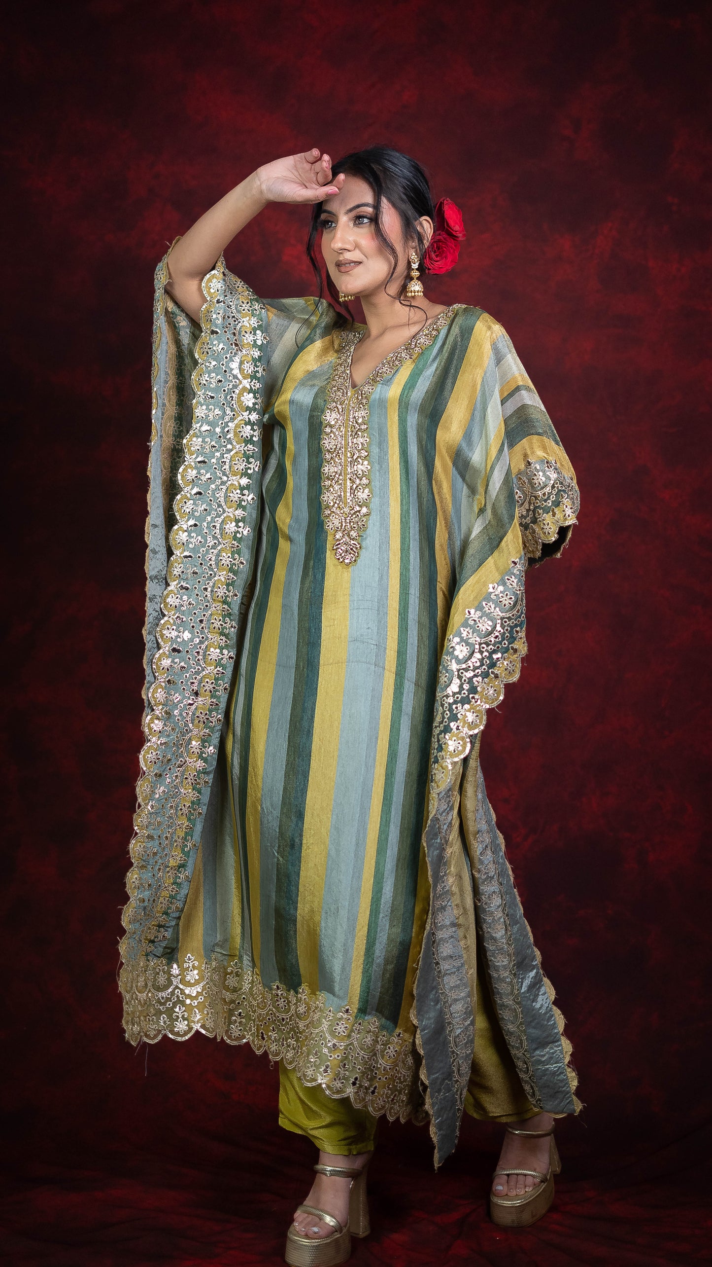 Kanjiwaram Printed Kaftan Set