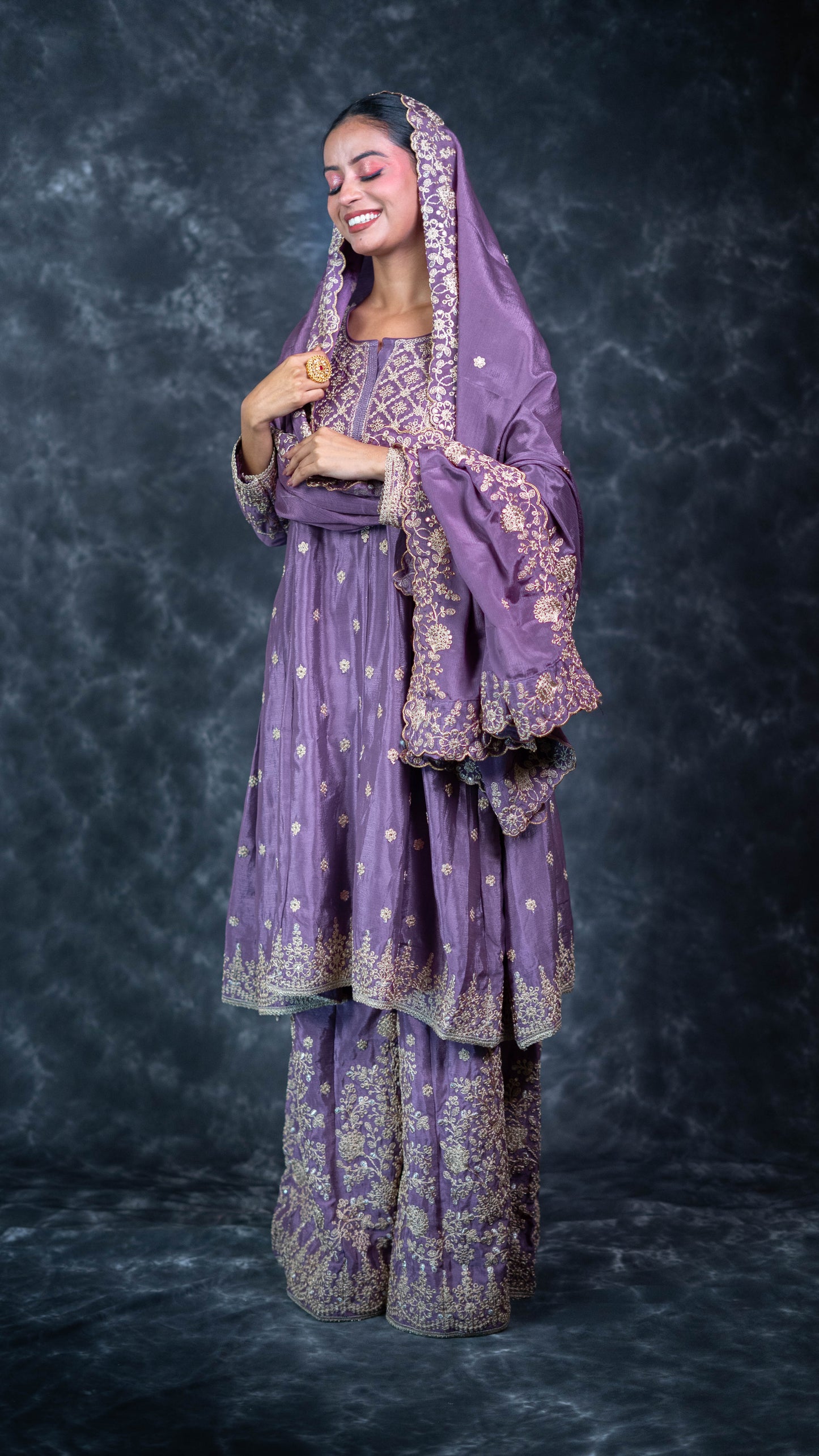 Purple Chinon Suit