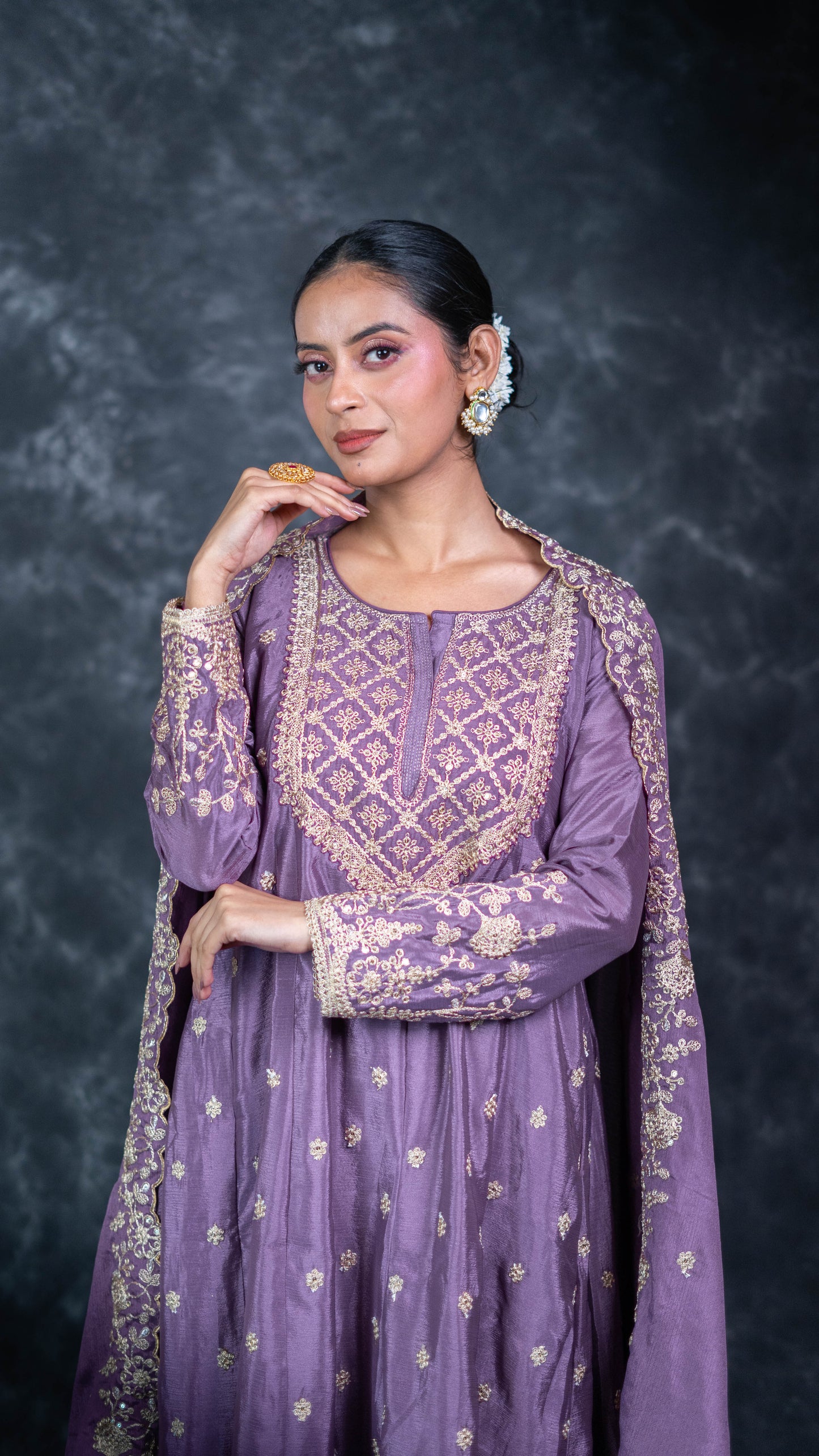 Purple Chinon Suit