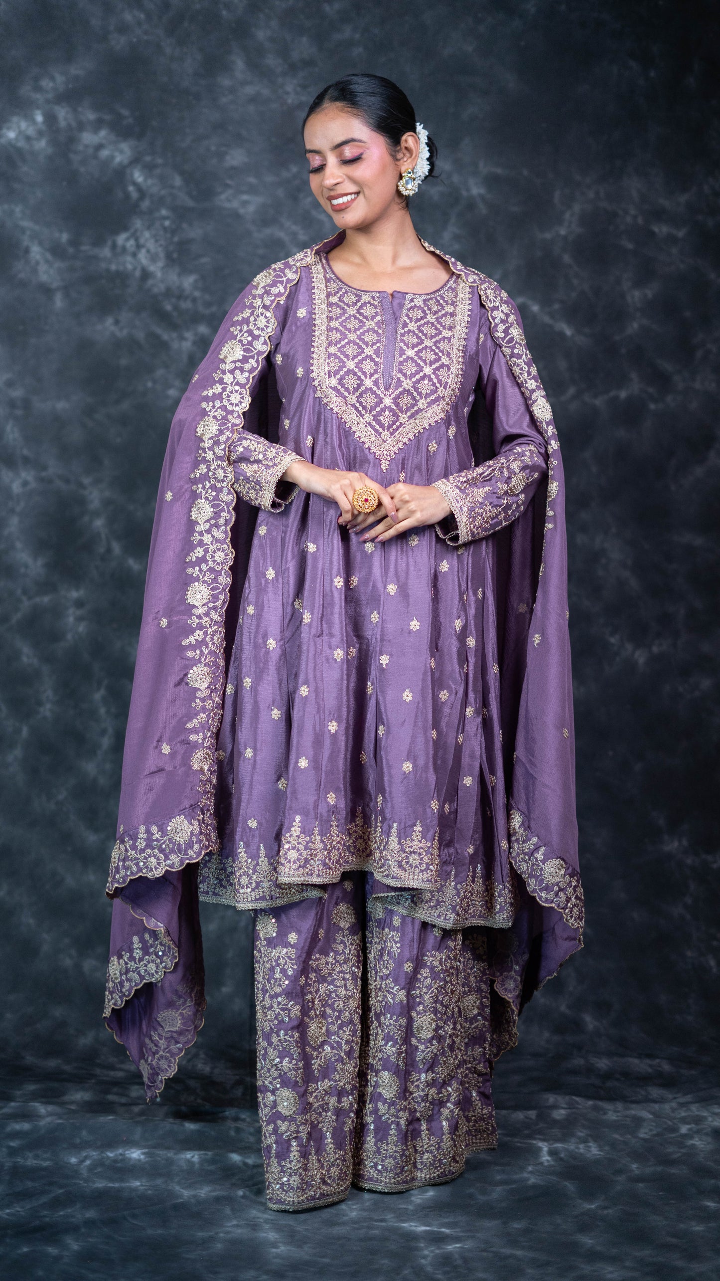 Purple Chinon Suit