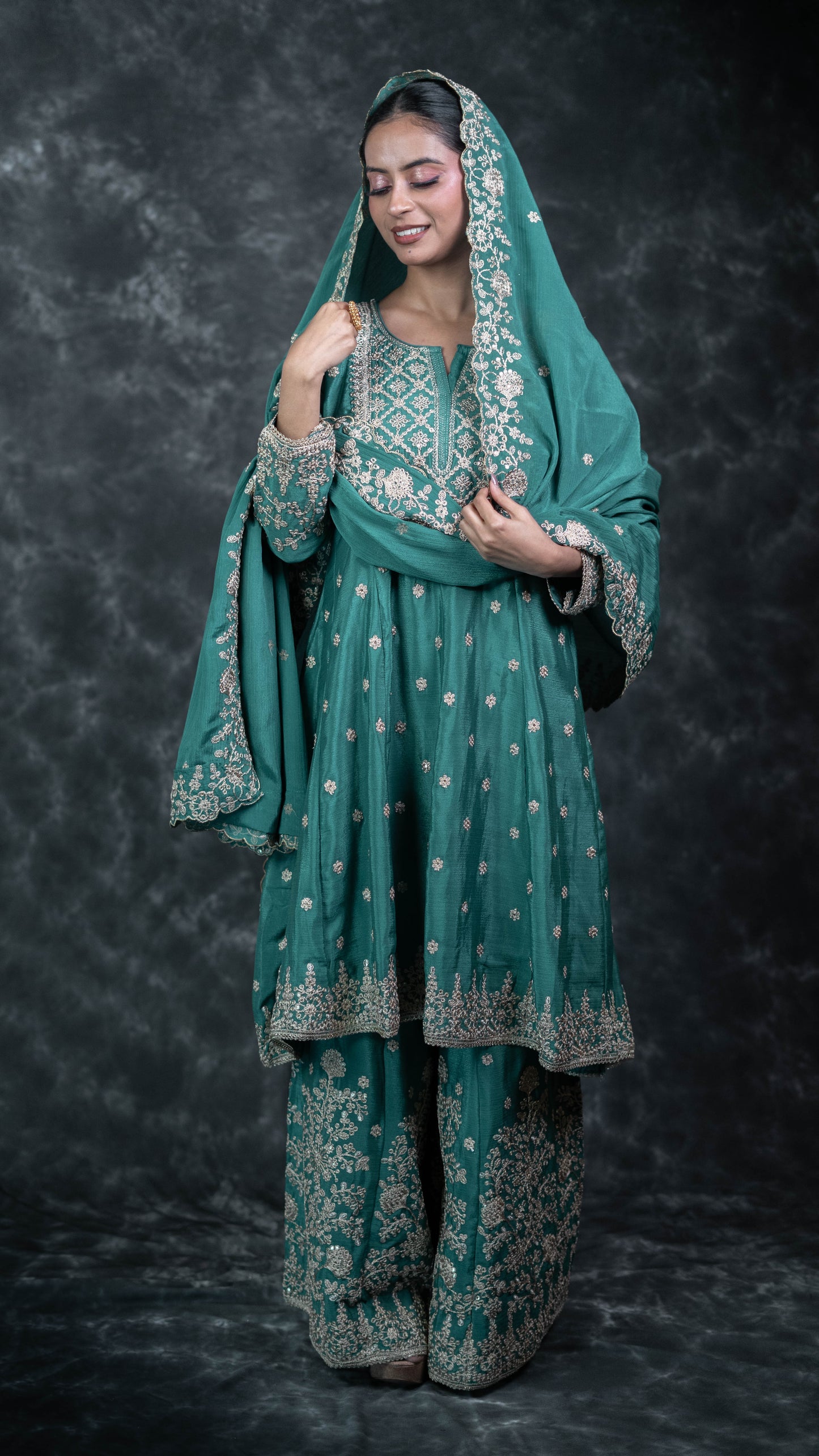 Sea Green Chinon Suit