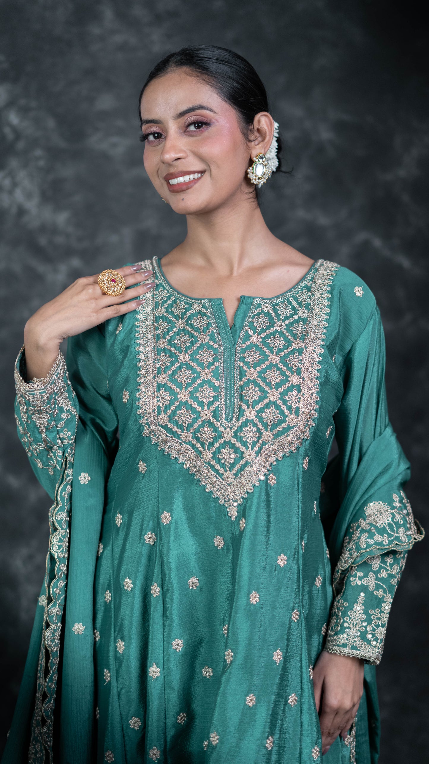 Sea Green Chinon Suit