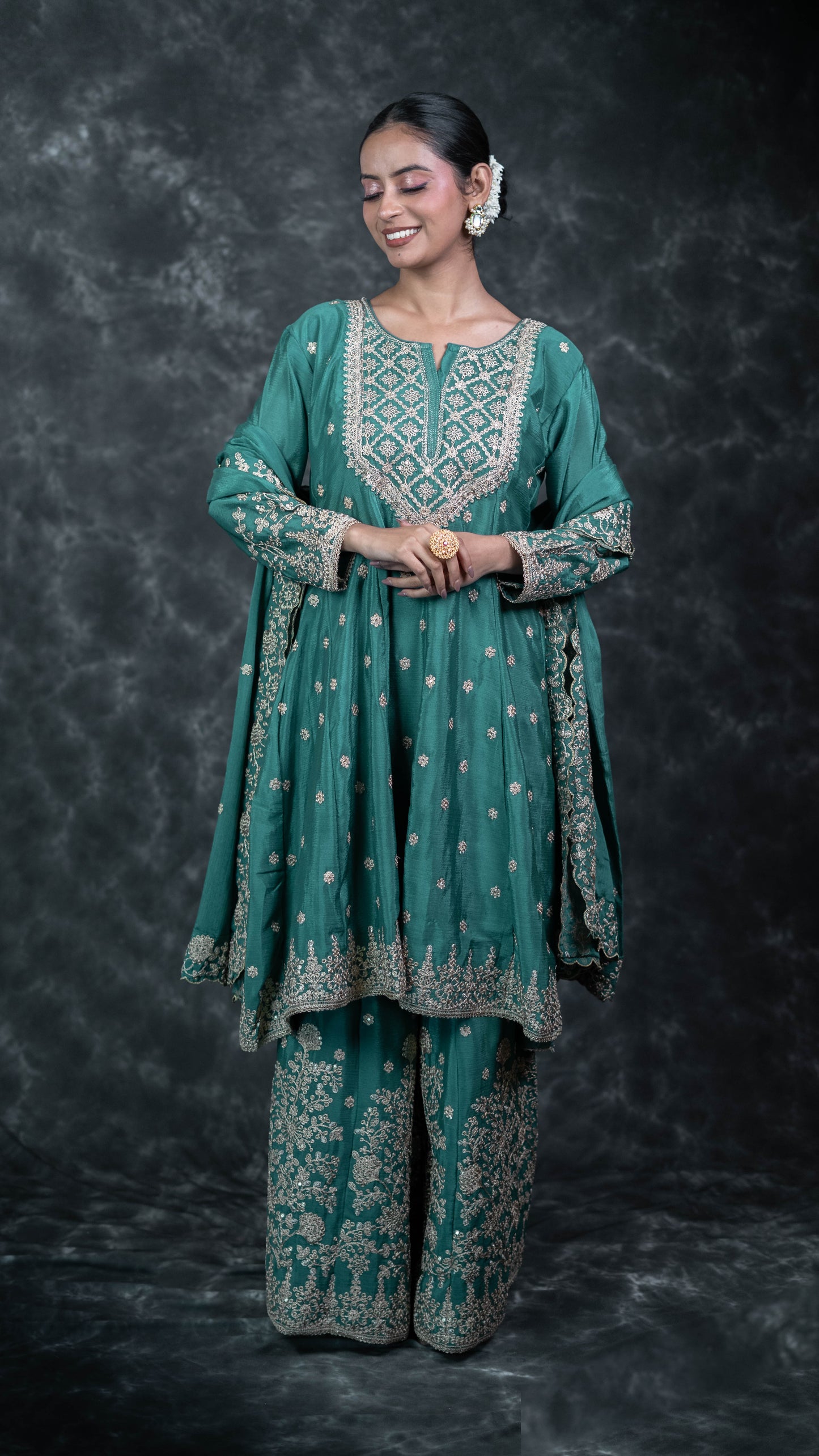 Sea Green Chinon Suit