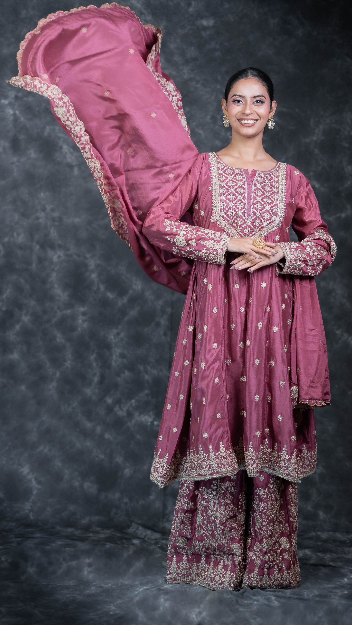 Mauve Green Chinon Suit