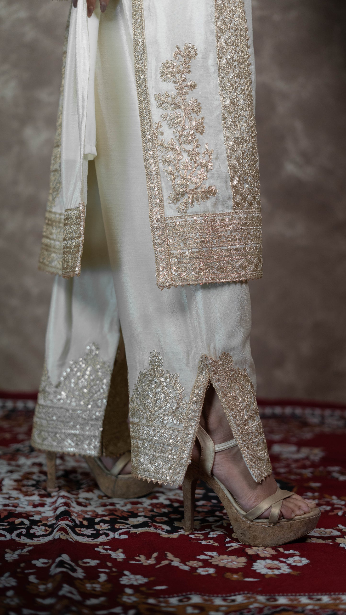 Ivory Chinnon Suit
