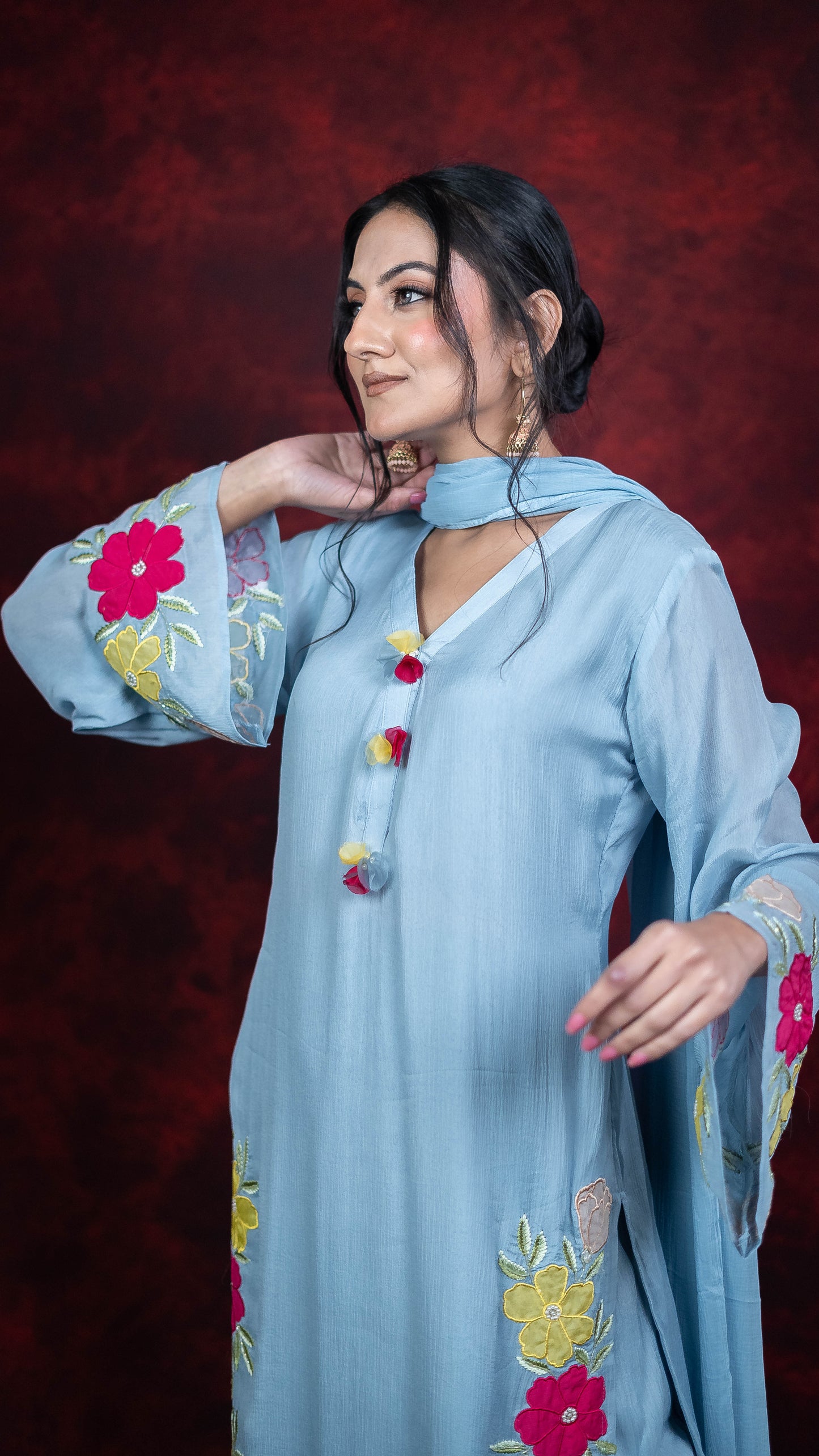 Powder Blue Chiffon Suit