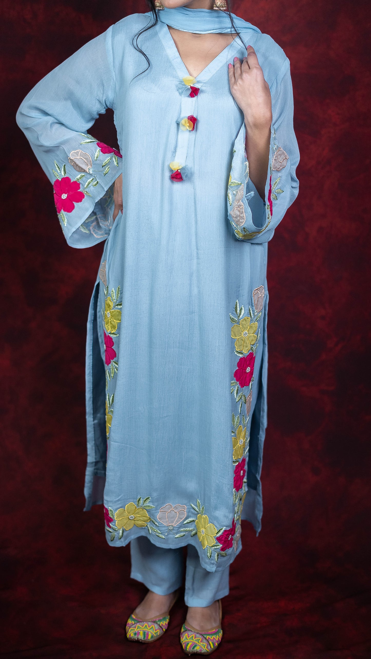 Powder Blue Chiffon Suit