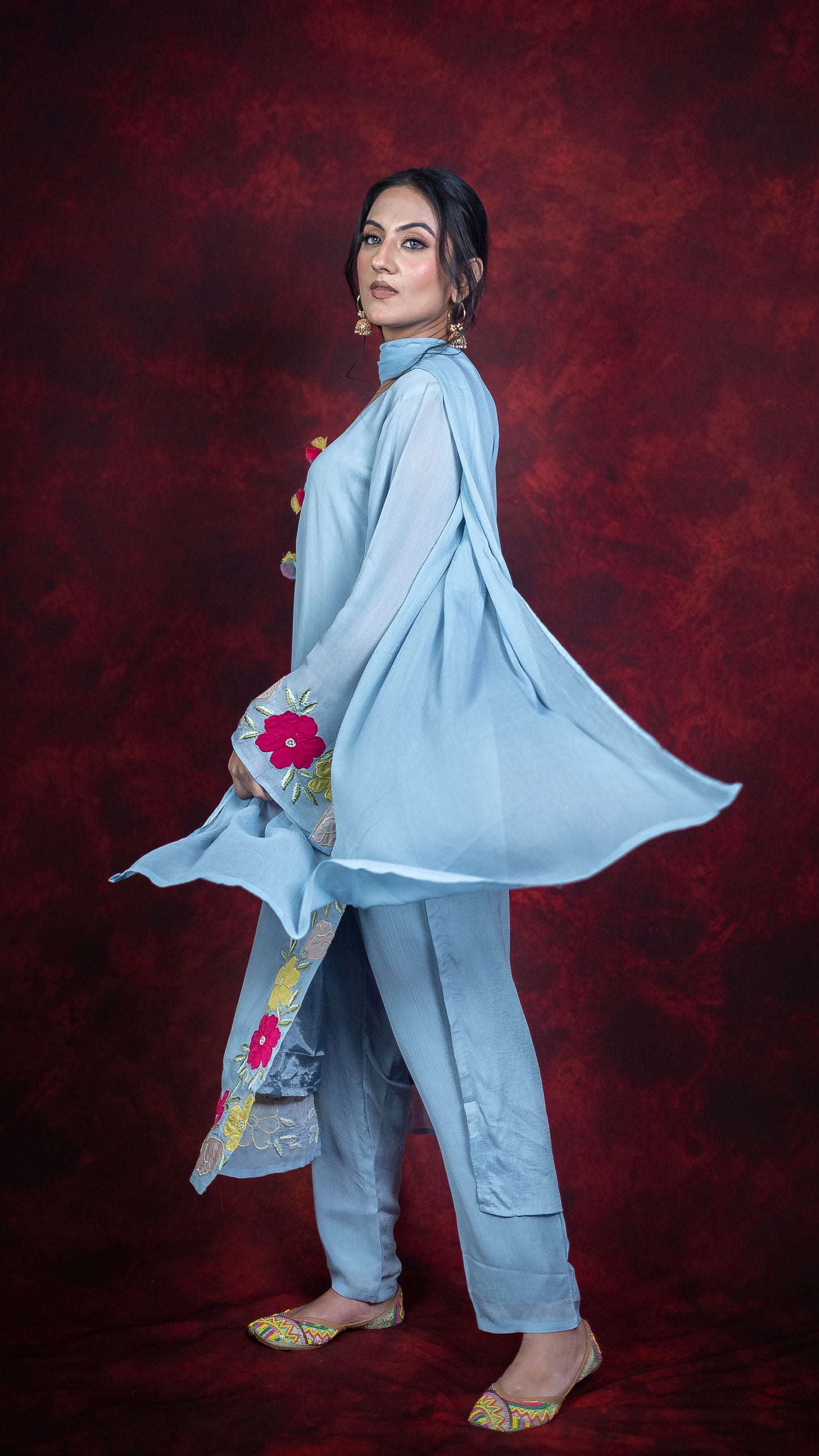 Powder Blue Chiffon Suit