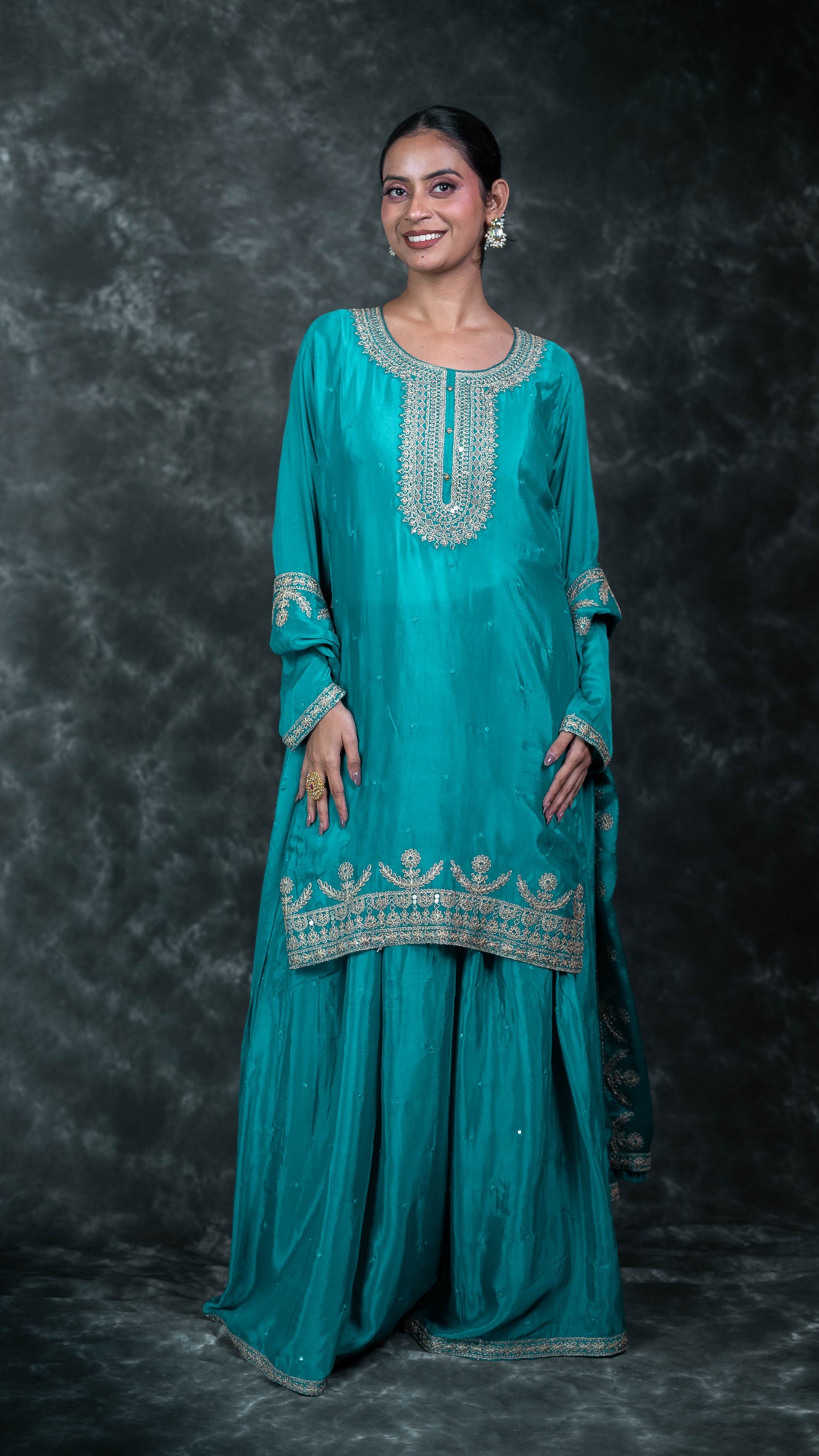 Blue Chiffon Suit