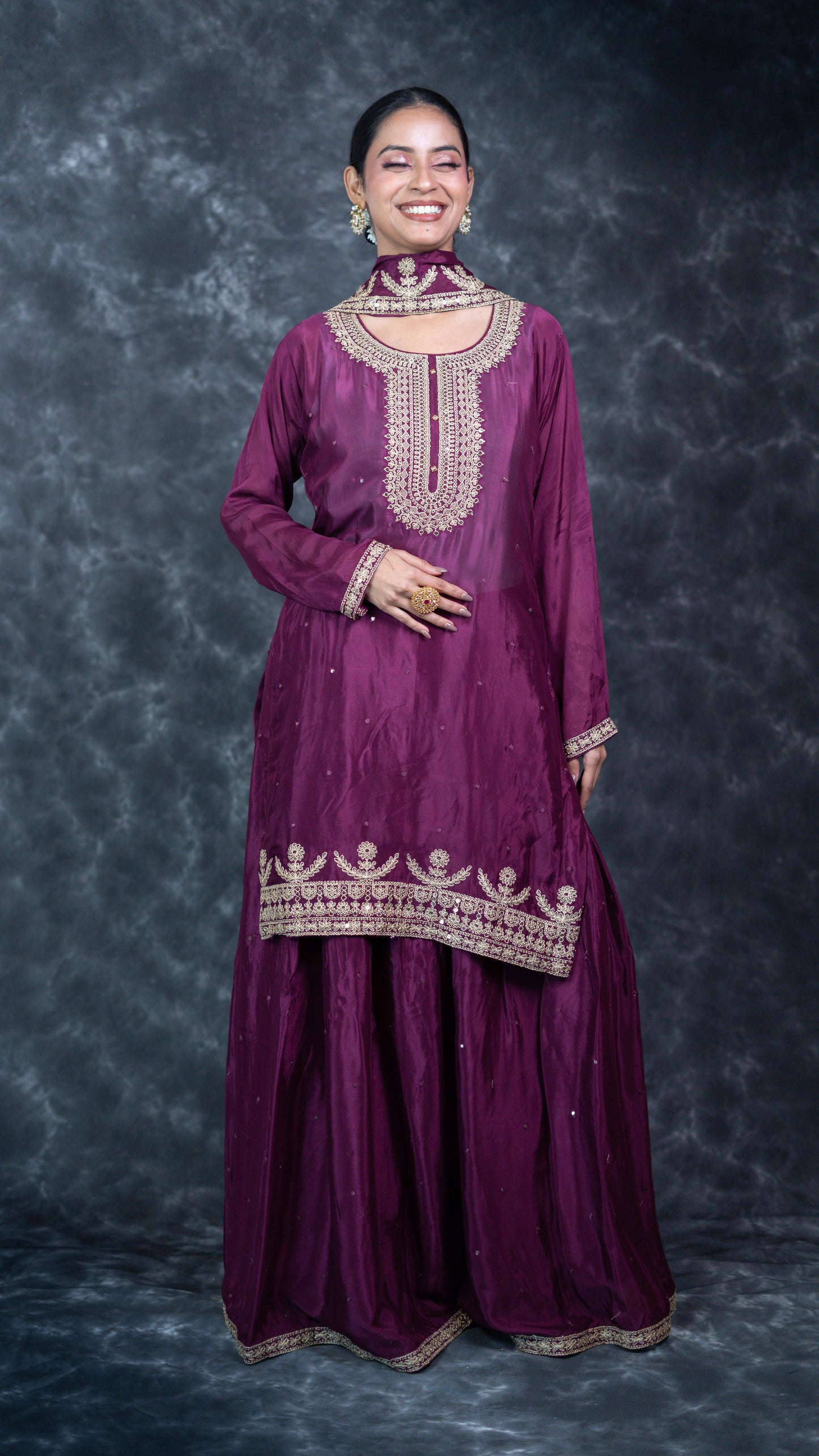 Purple Chiffon Suit