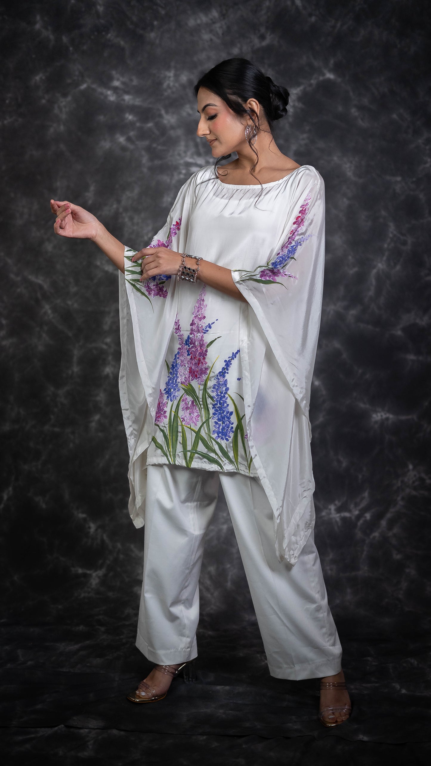 Lavender Bunch Hand Painted Kaftan