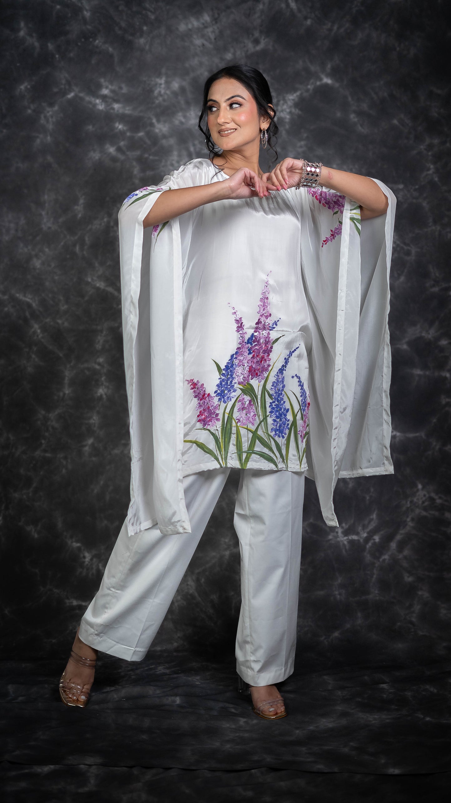 Lavender Bunch Hand Painted Kaftan