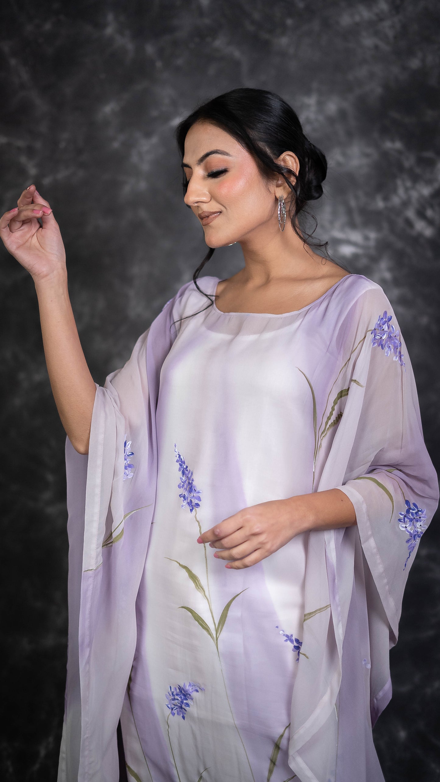 Lavender Farm Hand Painted Kaftan