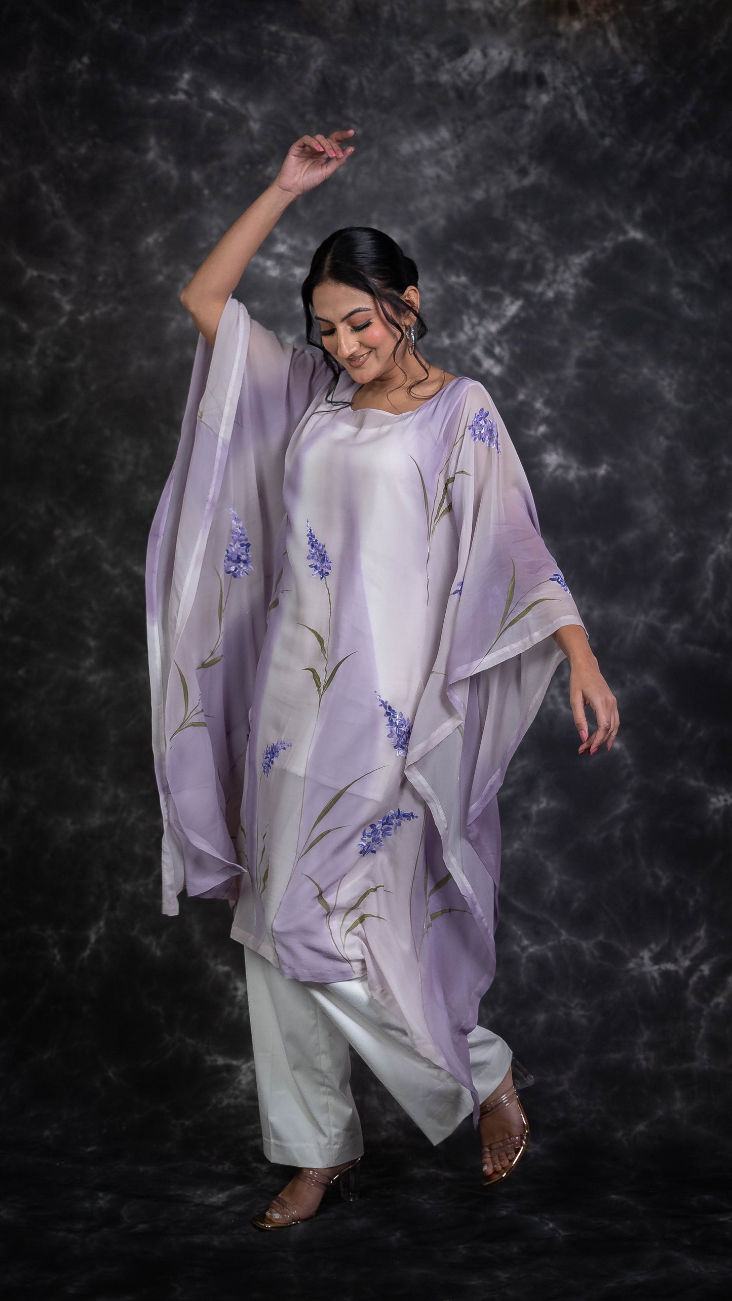 Lavender Farm Hand Painted Kaftan