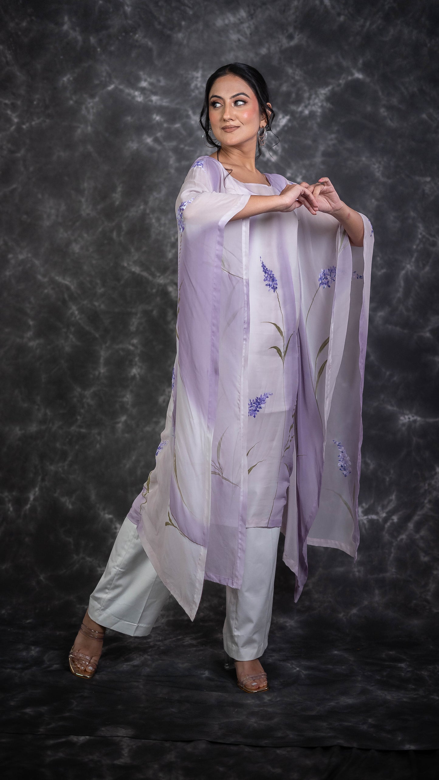 Lavender Farm Hand Painted Kaftan