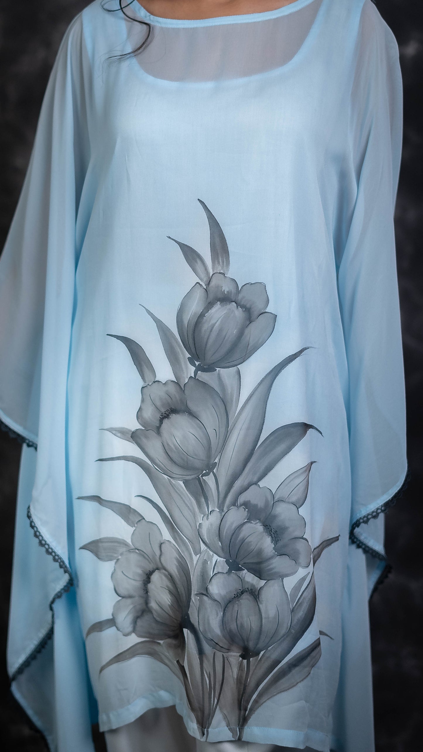 Blue Tulip Hand Painted Kaftan