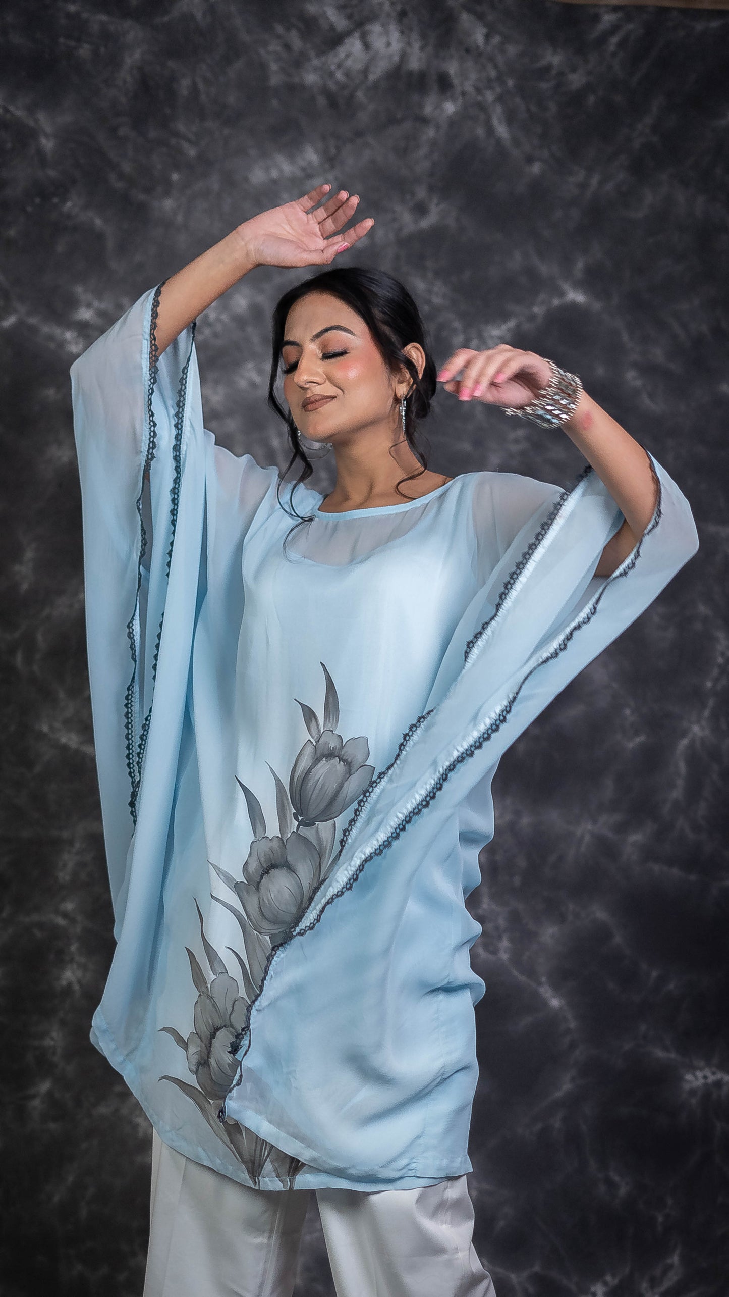 Blue Tulip Hand Painted Kaftan