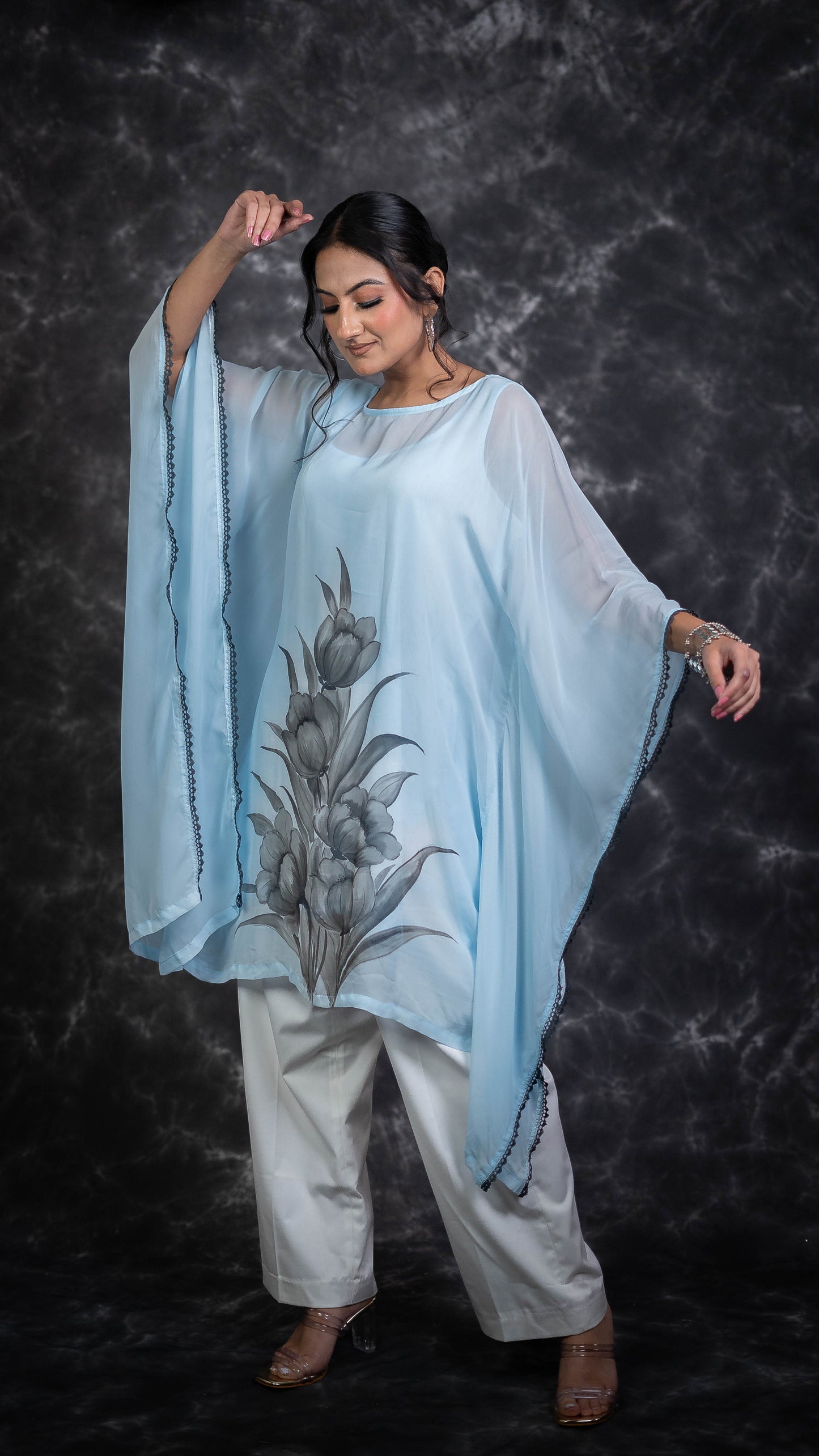 Blue Tulip Hand Painted Kaftan