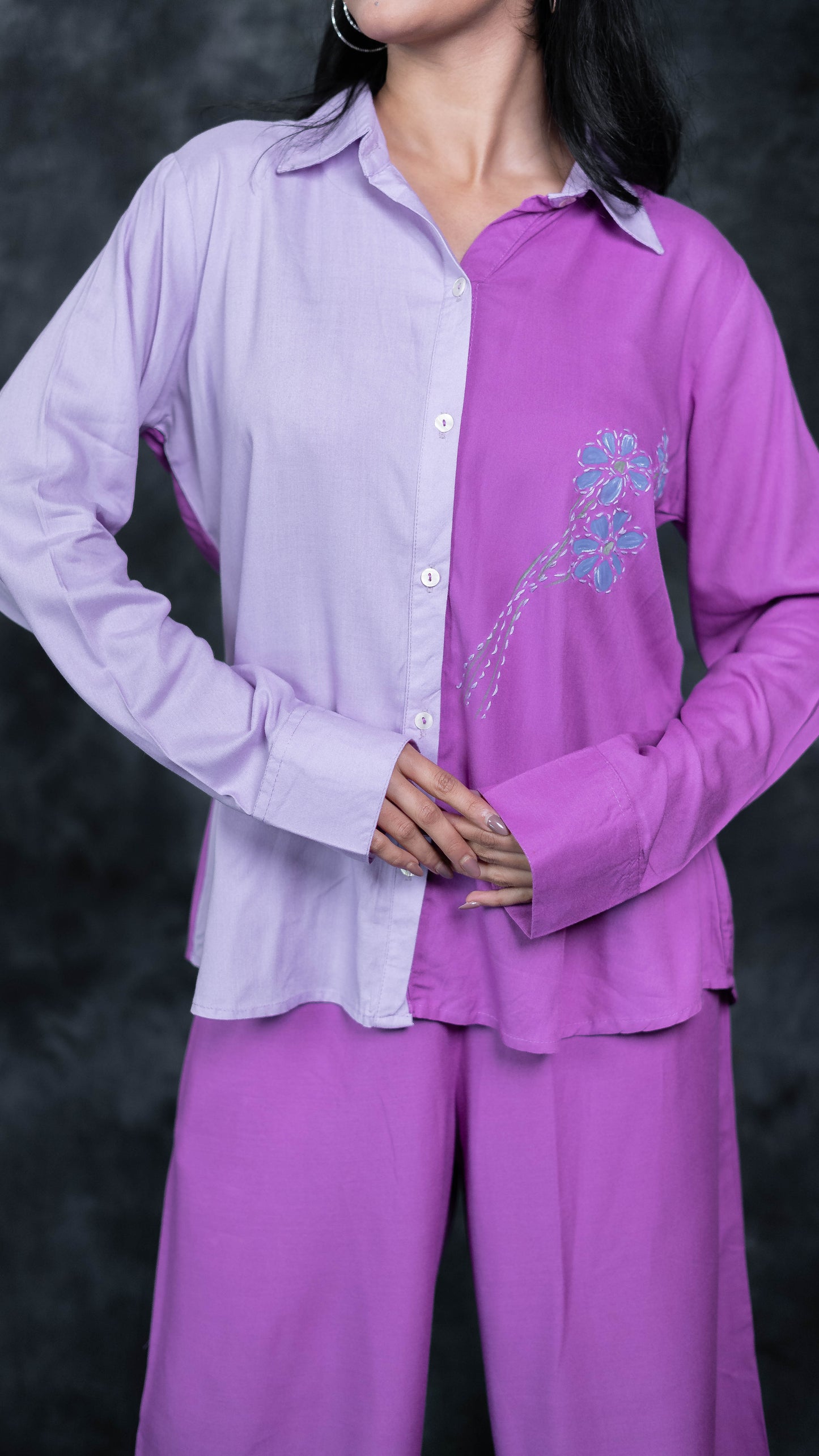Purple Hand Painted Co-Ord Set