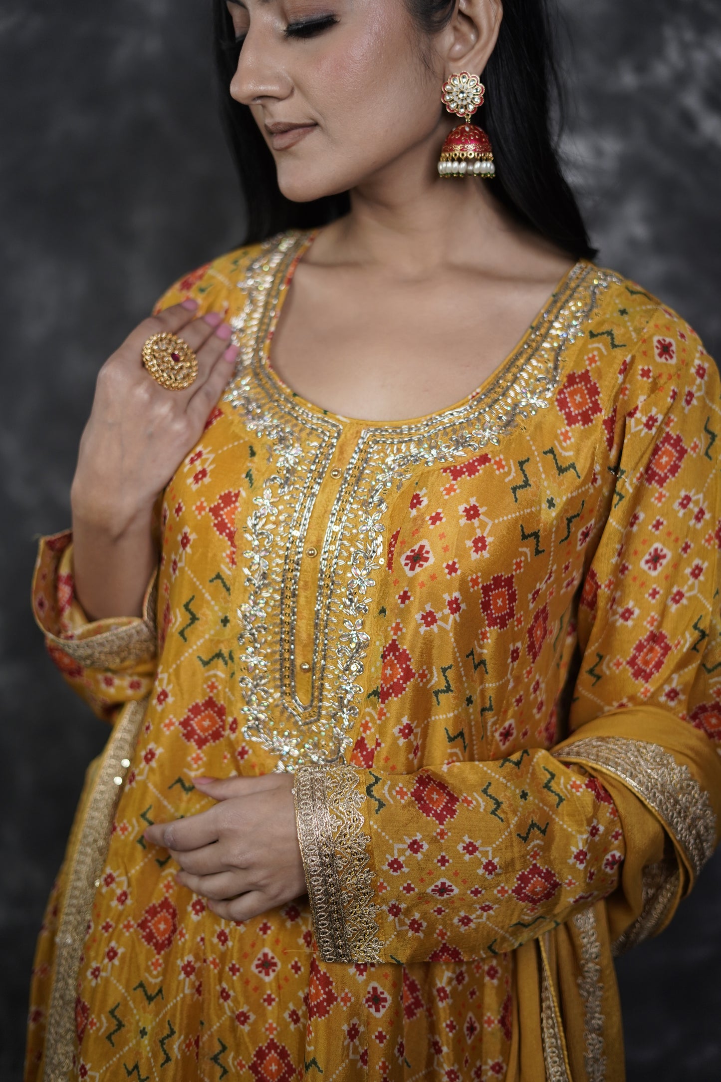 Yellow Bandhani Print Dhoti Suit