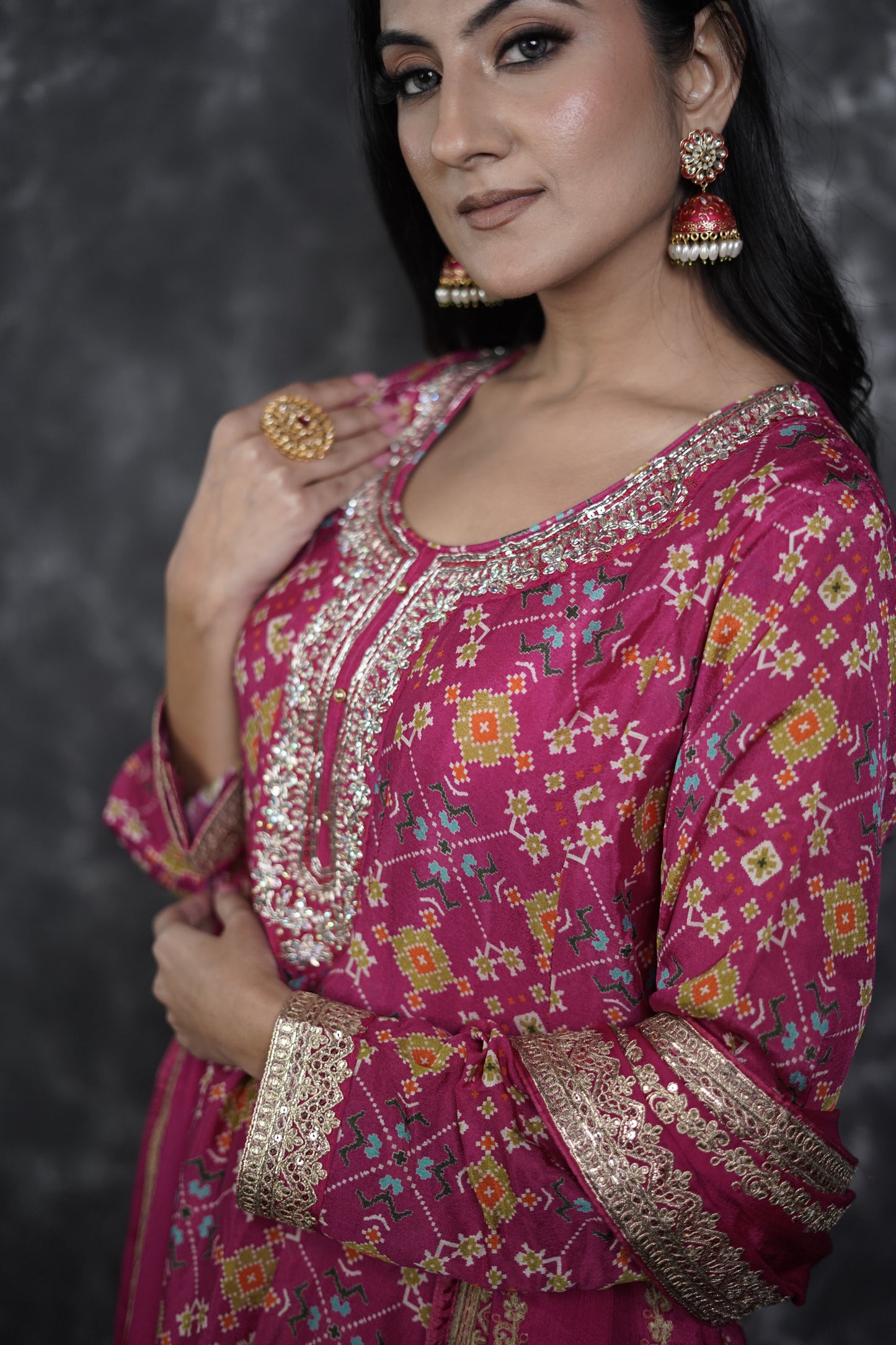 Pink Bandhani Print Dhoti Suit