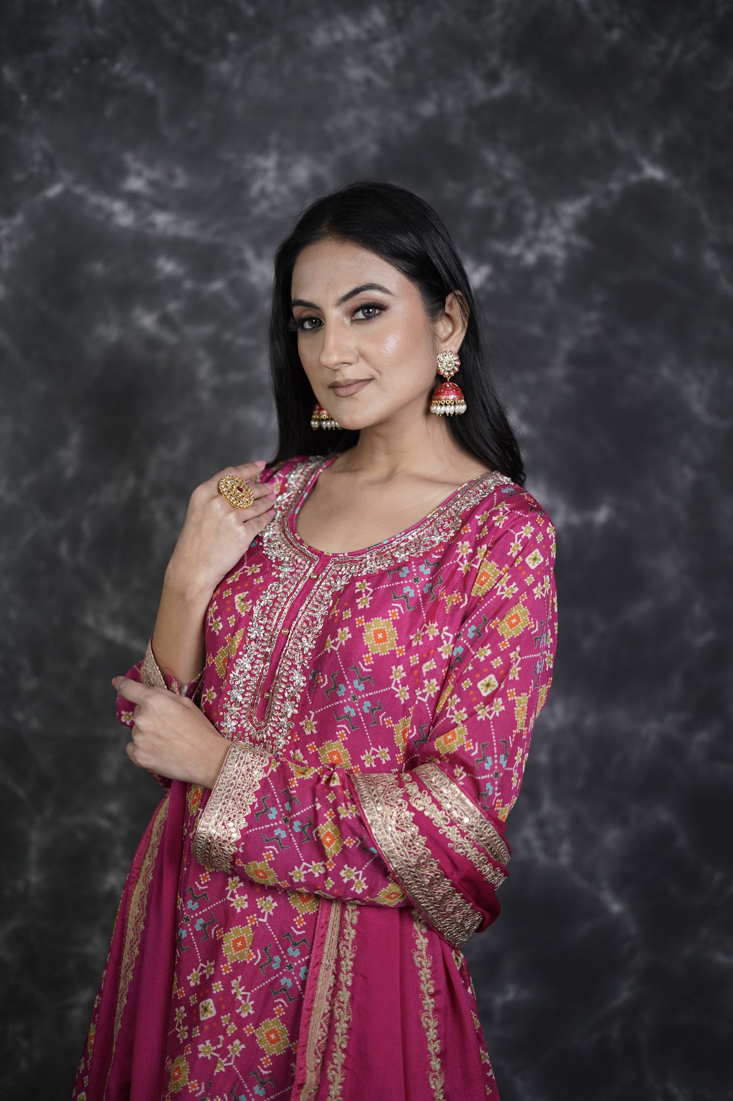 Pink Bandhani Print Dhoti Suit