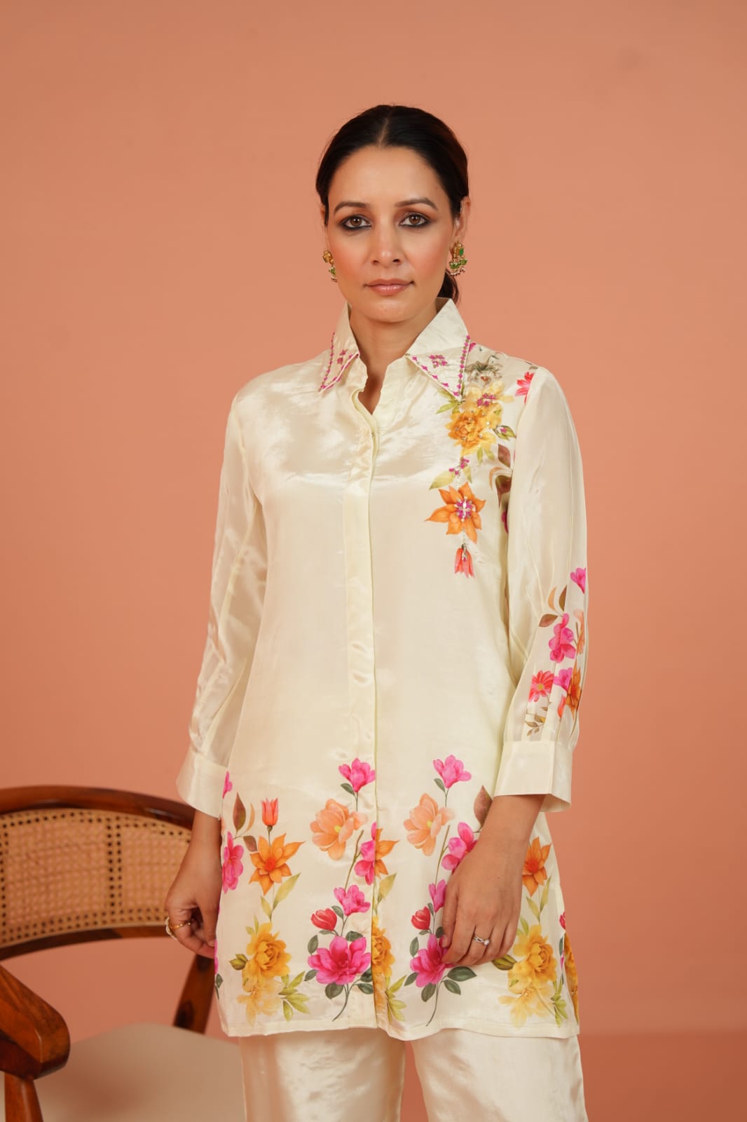Chinon White Floral Co-ord Set for Women