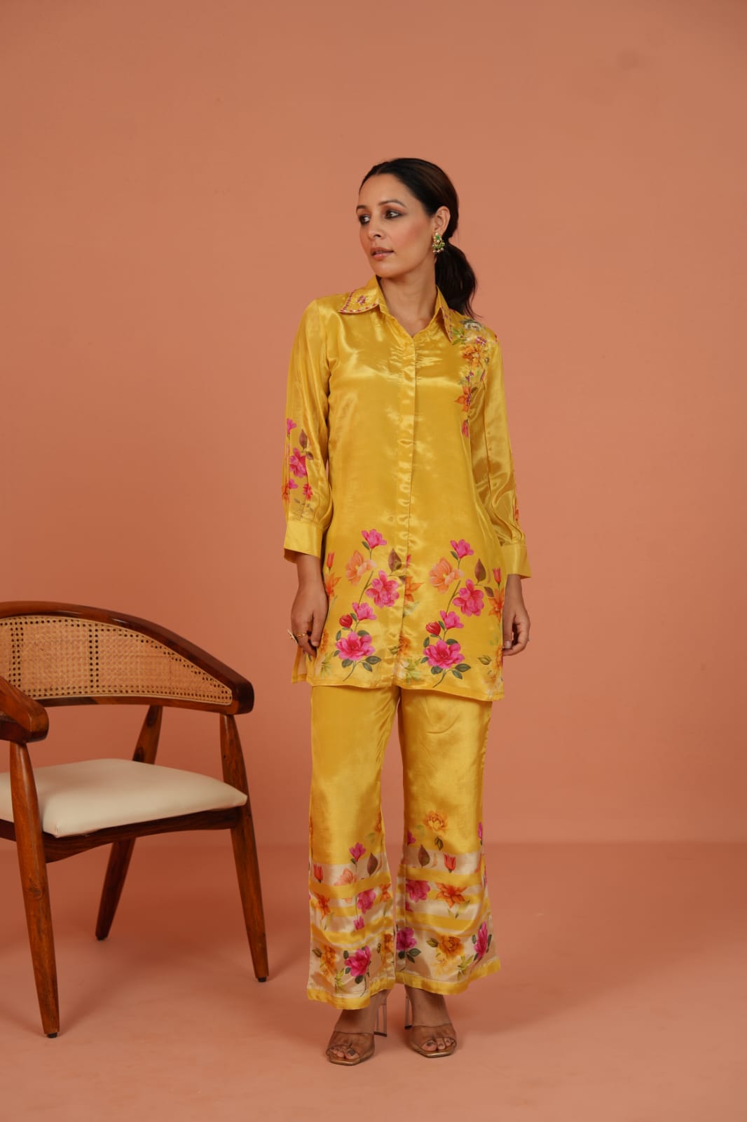 Chinon Yellow Floral Co-ord Set for Women