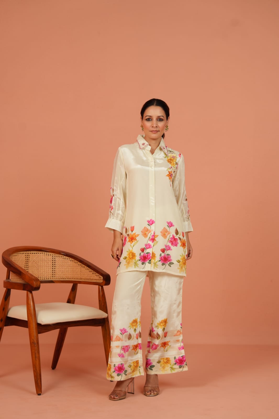 Chinon White Floral Co-ord Set for Women