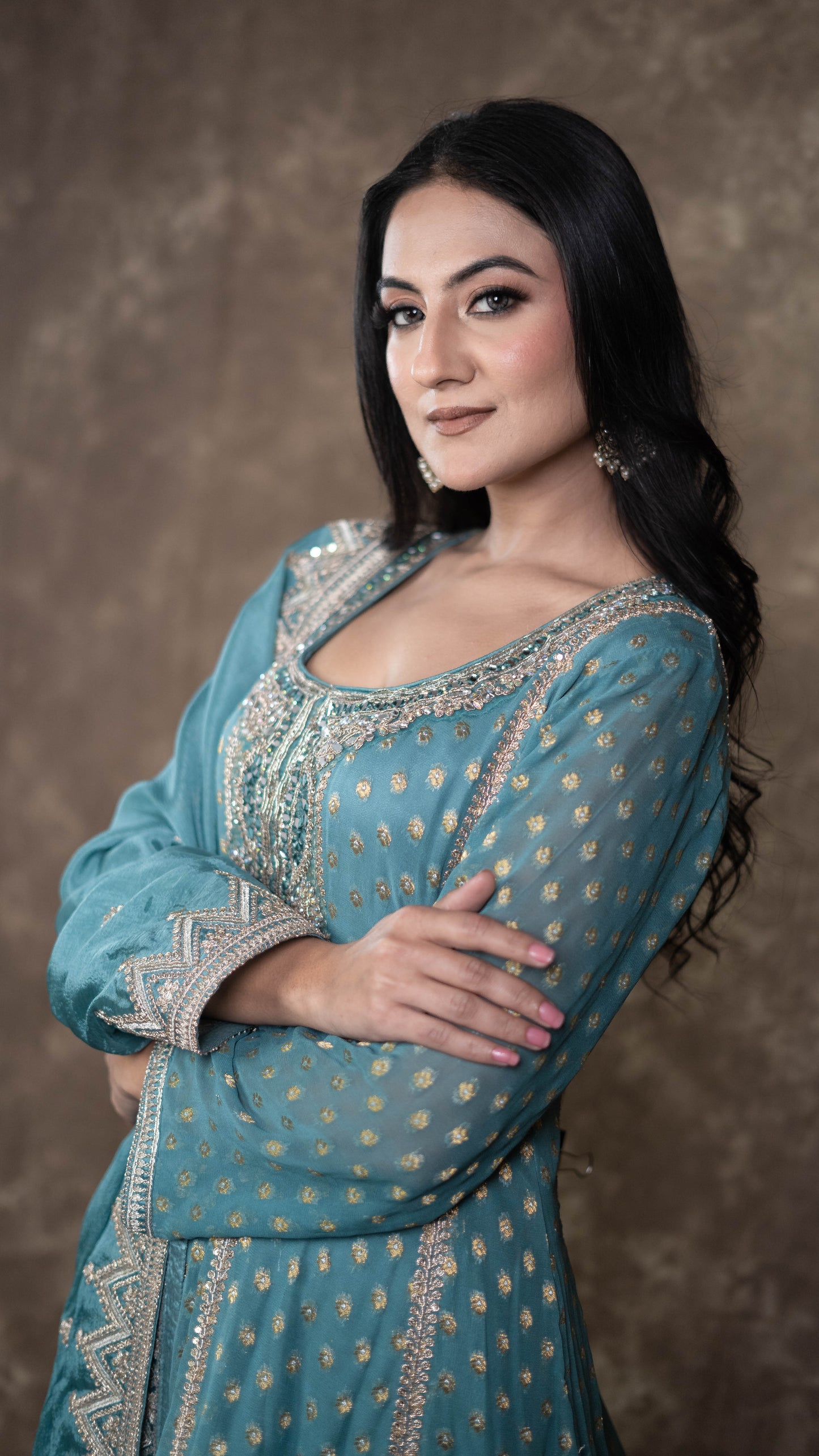 Blue Banarasi Georgette Sharara Suit Set