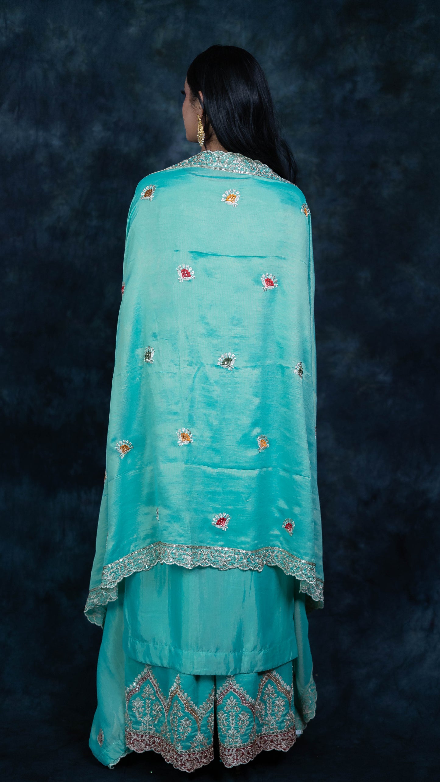 Sea Blue Simar Silk Suit Set