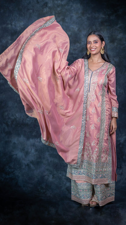 Pink Simar Silk Suit Set