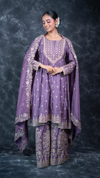 Purple Chinon Suit