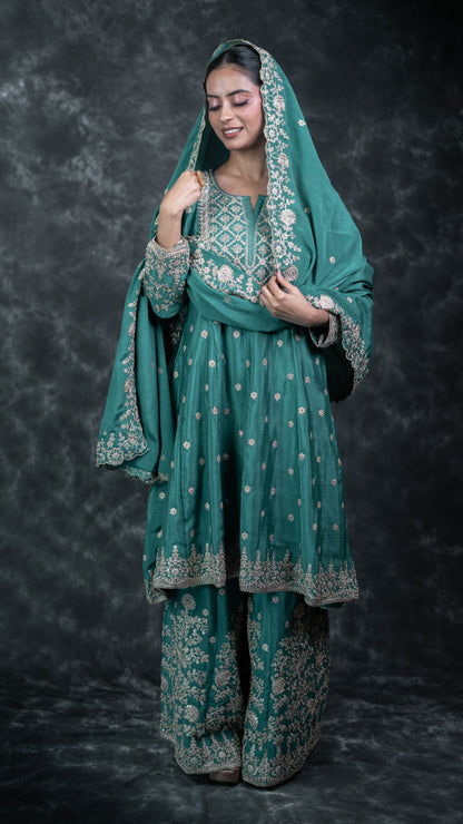 Sea Green Chinon Suit