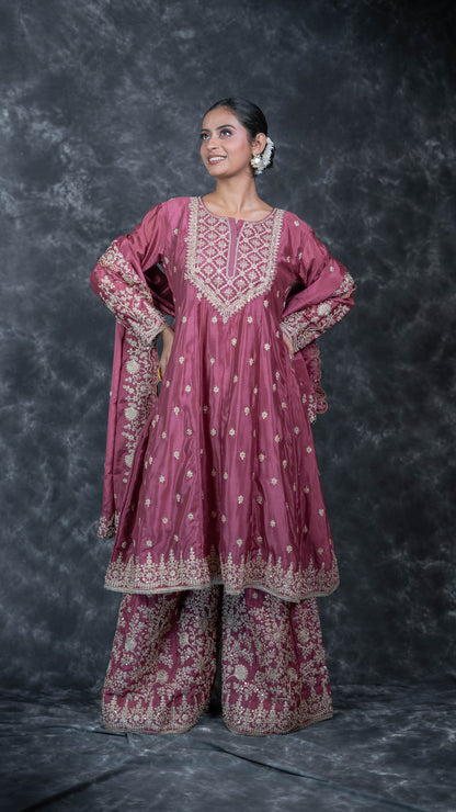 Mauve Green Chinon Suit