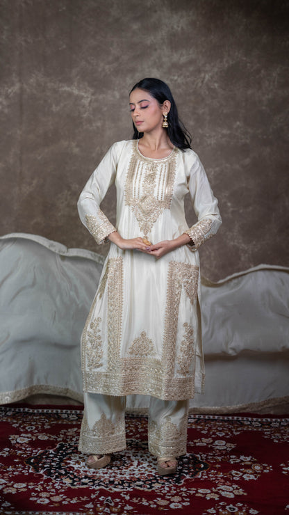Ivory Chinnon Suit