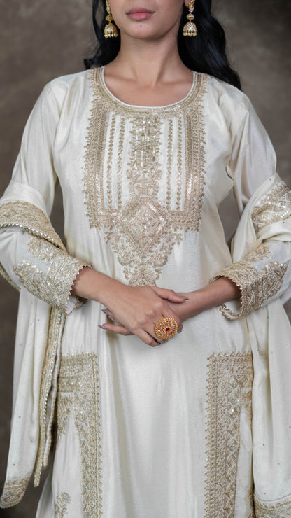 Ivory Chinnon Suit