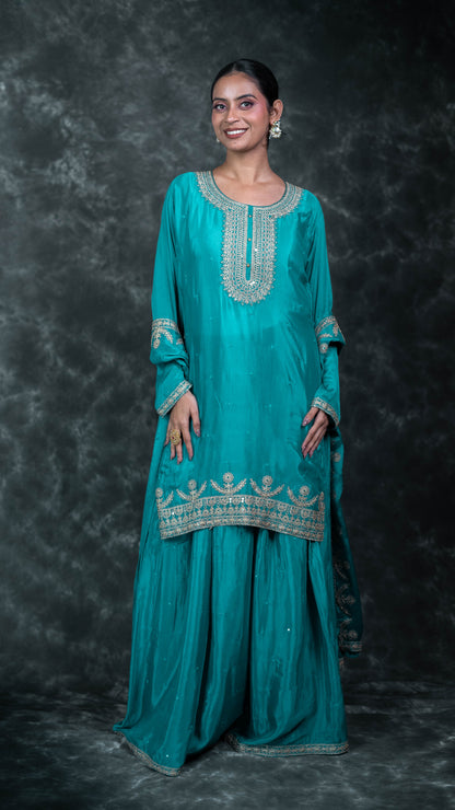 Blue Chiffon Suit
