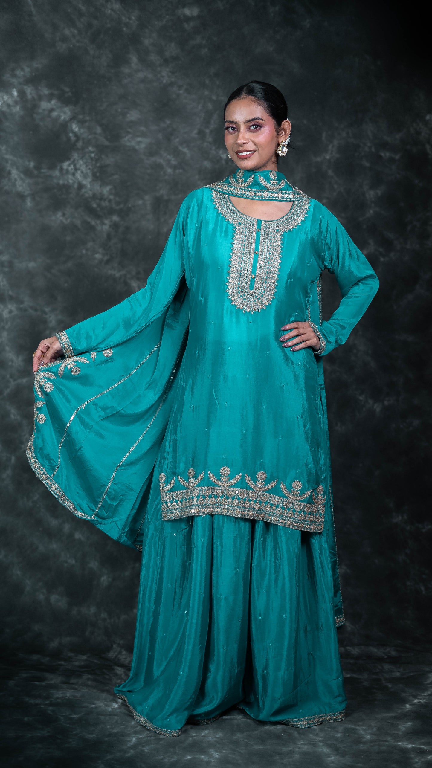 Blue Chiffon Suit
