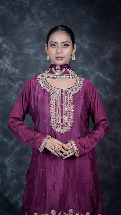 Purple Chiffon Suit