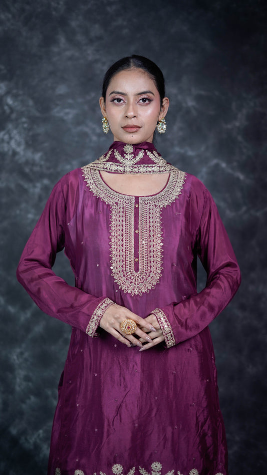 Purple Chiffon Suit