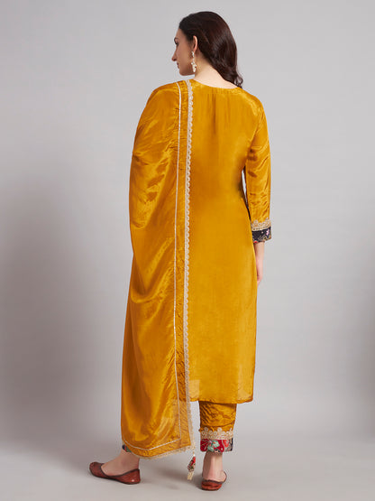 Mustard Yellow Cotton Silk Suit