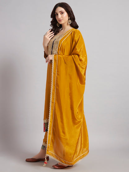 Mustard Yellow Cotton Silk Suit