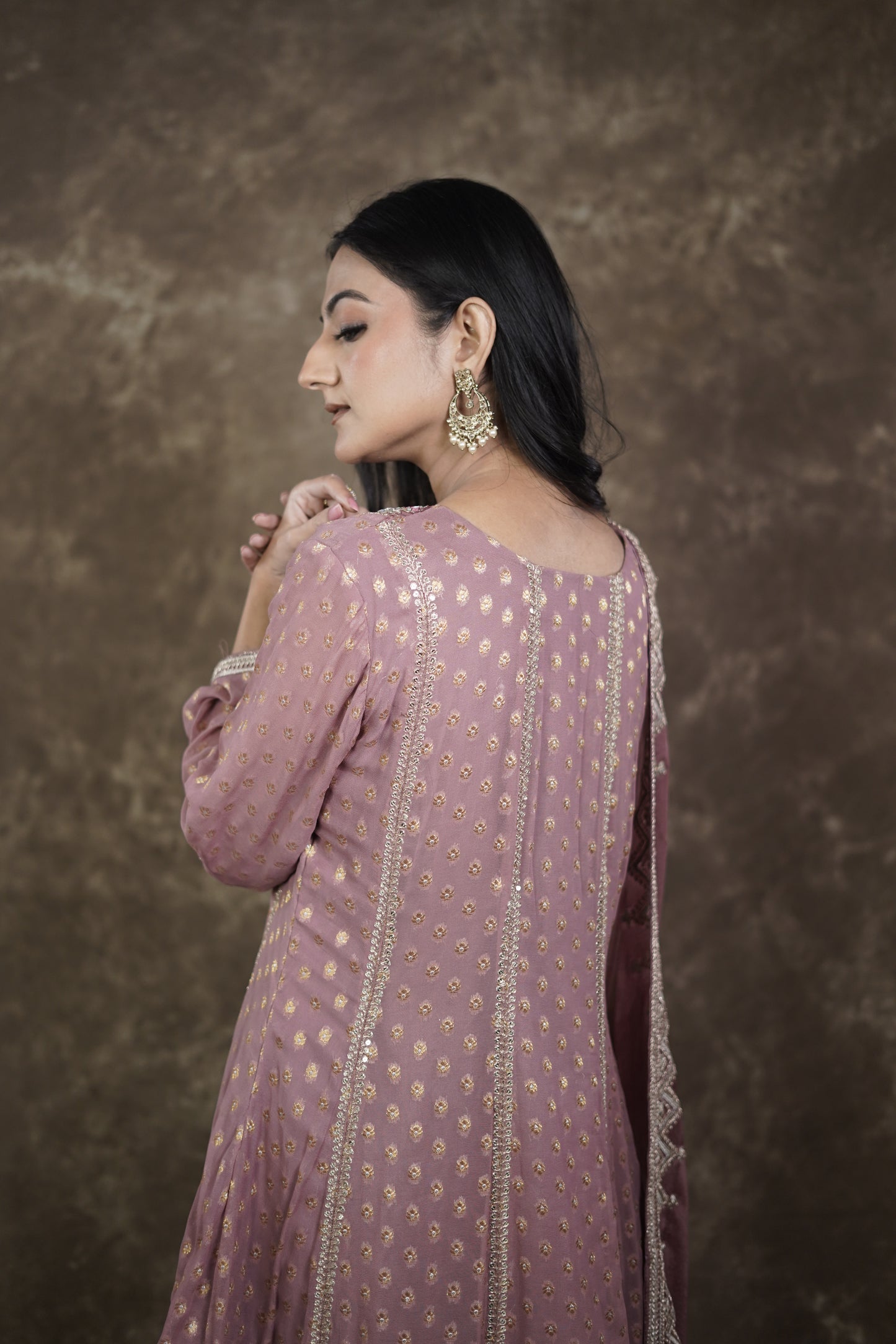 Mauve Banarasi Georgette Sharara Suit Set