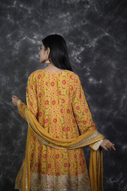 Yellow Bandhani Print Dhoti Suit