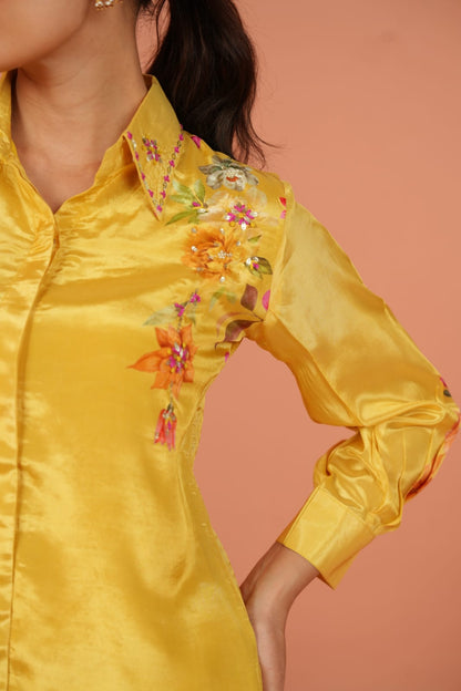 Chinon Yellow Floral Co-ord Set for Women